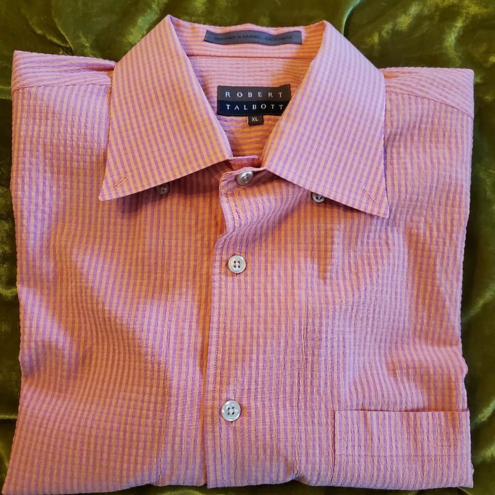 Robert Talbott Orange And Pink Button Down Short … - image 5